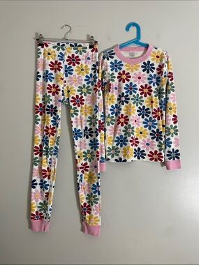 Hanna Andersson Pajama Set Organic Cotton Daisy Floral Size 12 Sleepwear